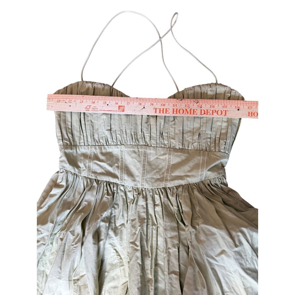 Asos Design Cotton Structured Mini Dress With Corset Detail In Light Green Sz 8 - Picture 7 of 12